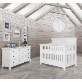 evolur Signature Cape May 5 In 1 Full Panel Convertible Crib, Weathered White