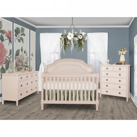 Evolur Julienne 5 in 1 Convertible Crib in Pink Satin