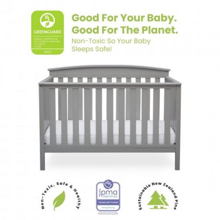 Delta Children Gateway 4-in-1 Convertible Crib, Gray