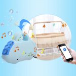 OUKANING Khaki Electric Cradle Foldable Baby Swings Bed with Safety Belt Infant Automatic Intelligent Sleeping Bassinet with Music