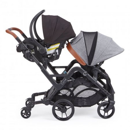 Contours Curve Double Stroller, Solid Print Gray