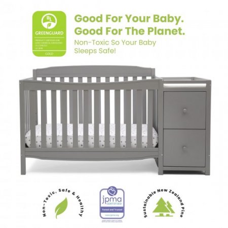 Delta Children Mason 6-in-1 Convertible Crib and Changer, Grey