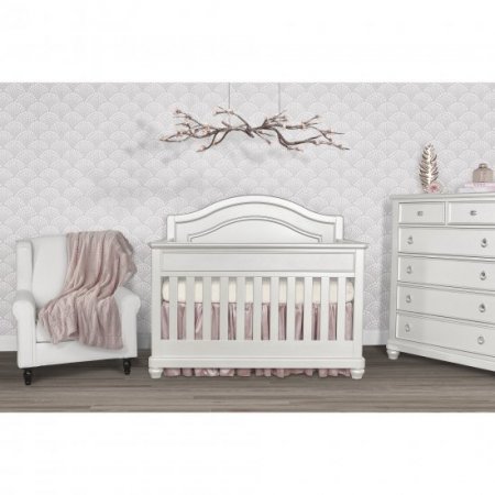 evolur Signature Glam 5 In 1 Convertible Crib, Pearl White