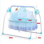 Aohuada Bluetooth Electric Cradle Baby Swing Infant Bed Cot Crib Rocking Basket Newborn Bassinet 0-24 Months 25kg Automatic Intelligent Sleeping(Blue)