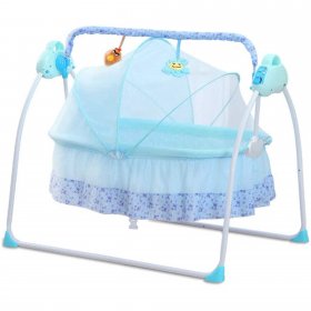 Oukaning Electric Crib Cradle Auto-Swing Rocking Bassinet Sleeping Rocker Remote Control