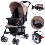 5-Point Safety System Foldable Lightweight Baby Stroller Coffee