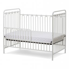 LA Baby Napa 3 in 1 Convertible Full Sized Metal Crib, Pebble Grey