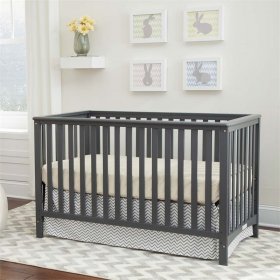 Rosebery Kids Traditional 3-in-1 Wood Convertible Crib in Gray