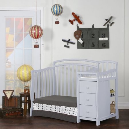 Dream On Me Casco 4-in-1 Mini Crib and Dressing Table, Pebble Gray