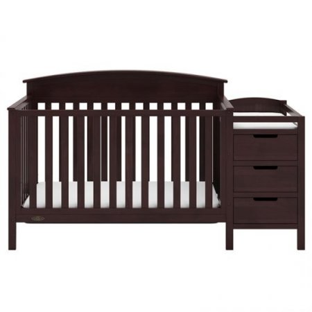 Rosebery Kids Traditional 5 in 1 Convertible Crib and Changer Set in Espresso