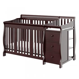 Baby Crib with Changing Table and 6 Drawer Double Dresser Set in Espresso