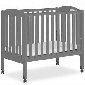 Dream On Me, 2 in 1 Folding Crib In Storm Grey