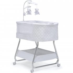 Delta Children Nod Bassinet - Smart Sleeper with Auto Glide Motion, Wi-Fi and Airflow Mesh - Compatible with Amazon Alexa, Goggle Assistant and Delta Children Connect App, White