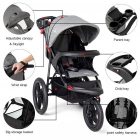 Baby Jogger Foldable Lightweight Infant Baby Stroller Jogger All-terrain w/ Cup Phone Holder