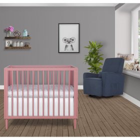 Dream On Me Lucas Mini Modern Crib With Rounded Spindles I Convertible Crib I Mid- Century Meets Modern I Portable Crib