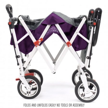 Push and Pull Stroller Wagon with Removable Canopy | Silver Series | Purple