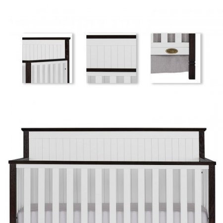 Dream On Me Alexa II 5 in 1 Convertible Crib in White with Wire Brushed Charcoal, Greenguard Gold Certified