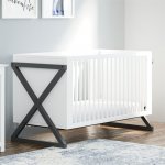 Rosebery Kids Traditional 3 in 1 Wood Convertible Crib in White and Gray