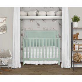 Dream On Me Bellport 4 in 1 Convertible Mini/ Portable Crib I Mini Baby Crib I Includes 1.5 Mattress In Light Seafoam Green