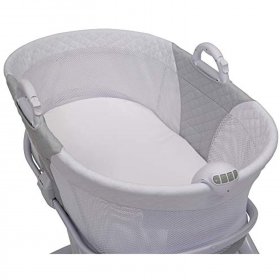 Delta Children 2-in-1 Moses Basket Bedside Bassinet Sleeper - Portable Baby Crib with Wheels & Removable Moses Basket, Grey