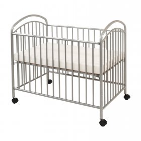 L.A. Baby Classic Arched Portable Mini Crib with Mattress, Gray