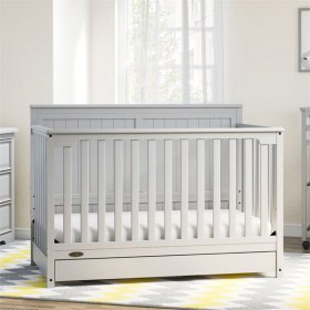 Rosebery Kids Traditional 4 in 1 Convertible Crib with Drawer in Pebble Gray