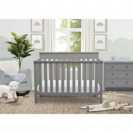 Delta Children Kingswood 4-in-1 Convertible Baby Crib, Grey