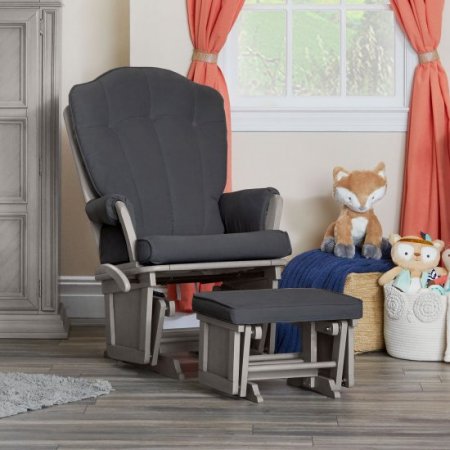 Suite Bebe Victoria Glider & Ottoman, Grey/Dark Grey