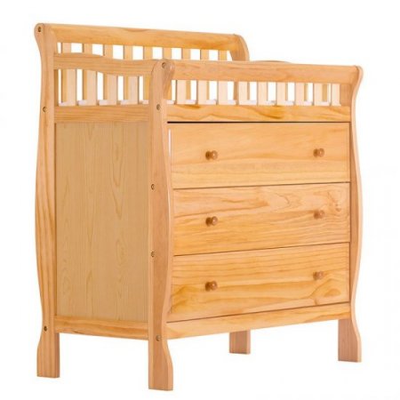 Mini Baby Crib with 3 Drawer Changing Table Dresser Set in Natural