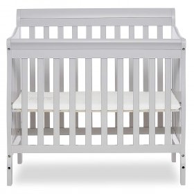 Dream On Me Aden 4-in-1 Convertible Mini Crib in Grey, Greenguard Gold Certified