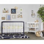 Dream On Me Ridgefield II 5 In 1 Convertible crib, White with Wire Brushed Navy