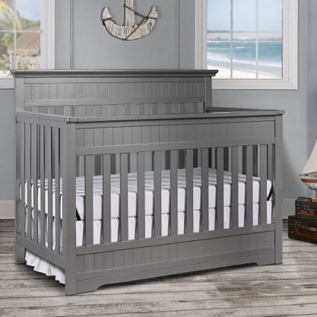 Dream On Me Chesapeake 5-In-1 Convertible Crib-Color:Storm Grey,Finish:Storm Grey