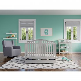 Graco Solano 4 in 1 Convertible Crib with Drawer Pebble Gray