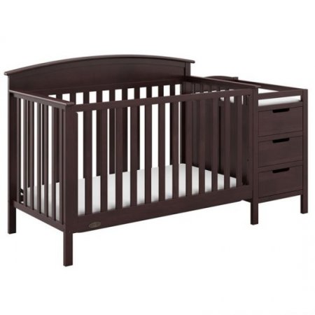 Rosebery Kids Traditional 5 in 1 Convertible Crib and Changer Set in Espresso