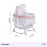 Dream On Me Lacy Portable 2-in-1 Bassinet, Pink/White