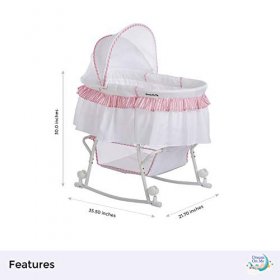 Dream On Me Lacy Portable 2-in-1 Bassinet, Pink/White