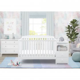 Delta Children Royal 4-in-1 Convertible Baby Crib and Changer, White