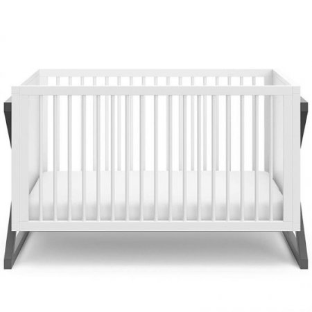 Rosebery Kids Traditional 3 in 1 Wood Convertible Crib in White and Gray