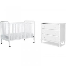 3 in 1 Convertible Crib Set with Matching Dresser in White