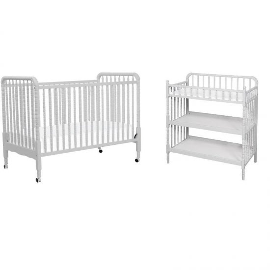 3 in 1 Convertible Crib Set with Matching Changing Table in Fog Gray