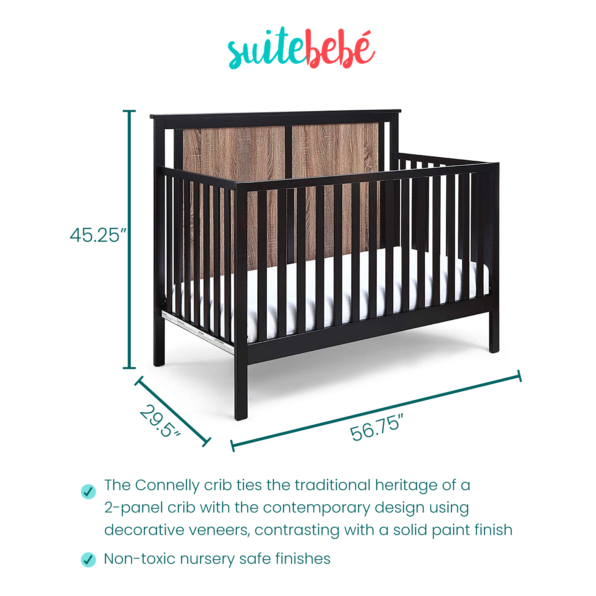 Suite Bebe Connelly Conversion Kit in Black and Vintage Walnut Finish